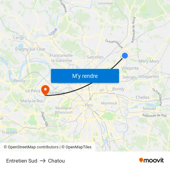 Entretien Sud to Chatou map