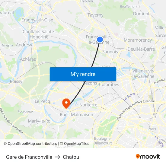 Gare de Franconville to Chatou map