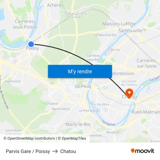 Parvis Gare / Poissy to Chatou map