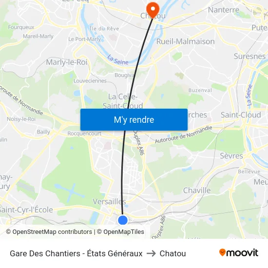 Gare Des Chantiers - États Généraux to Chatou map
