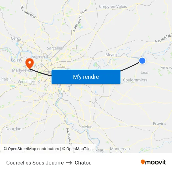 Courcelles Sous Jouarre to Chatou map