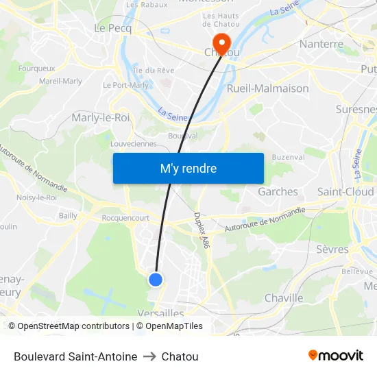 Boulevard Saint-Antoine to Chatou map