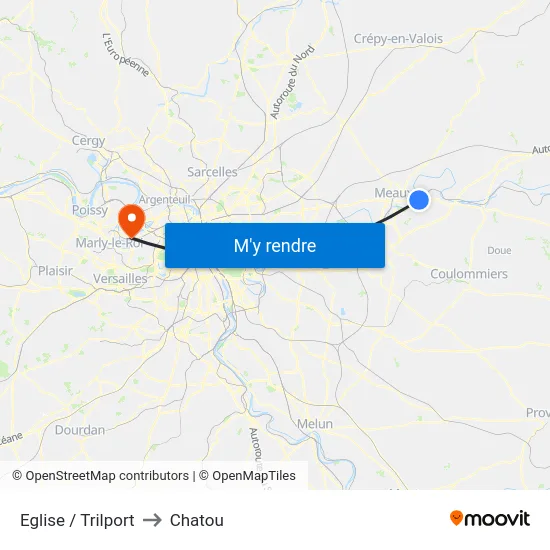 Eglise / Trilport to Chatou map