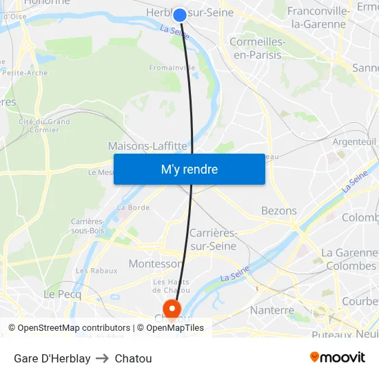 Gare D'Herblay to Chatou map