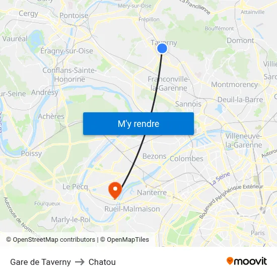 Gare de Taverny to Chatou map