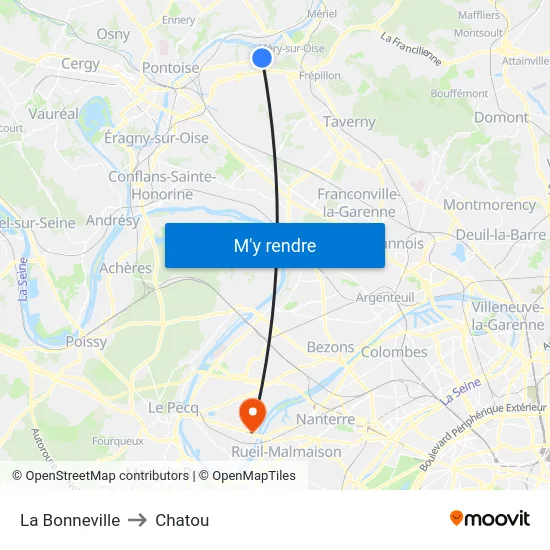 La Bonneville to Chatou map