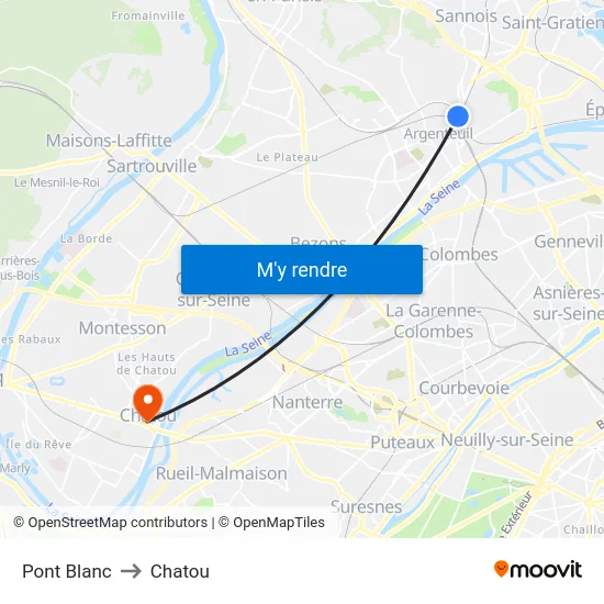 Pont Blanc to Chatou map