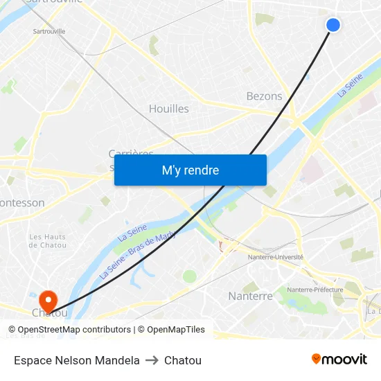 Espace Nelson Mandela to Chatou map
