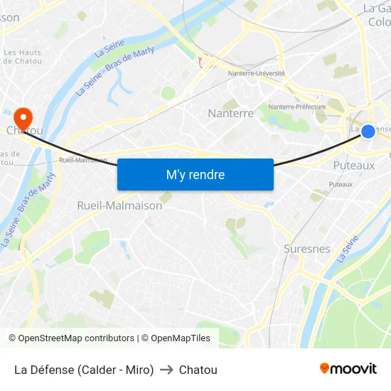 La Défense (Calder - Miro) to Chatou map