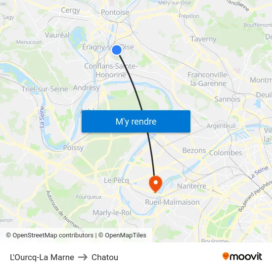 L'Ourcq-La Marne to Chatou map