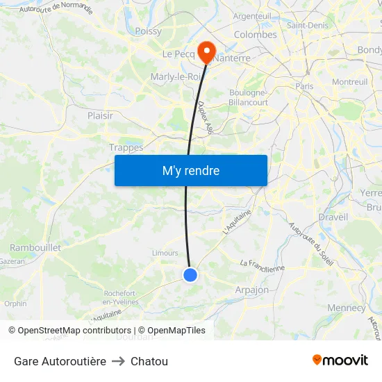 Gare Autoroutière to Chatou map