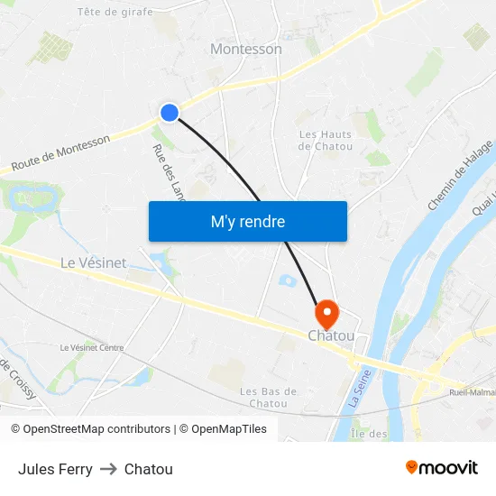 Jules Ferry to Chatou map