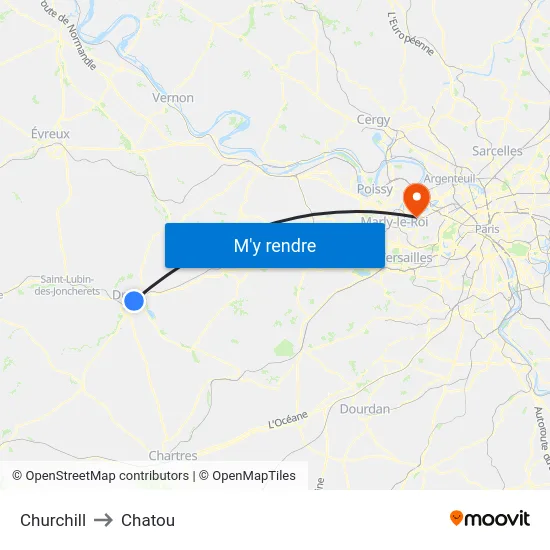 Churchill to Chatou map