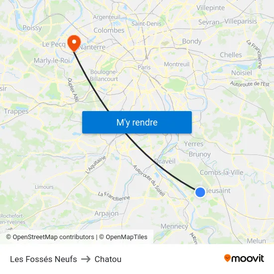 Les Fossés Neufs to Chatou map