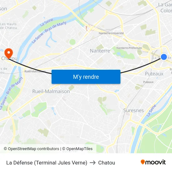 La Défense (Terminal Jules Verne) to Chatou map