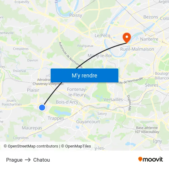 Prague to Chatou map
