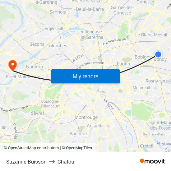 Suzanne Buisson to Chatou map