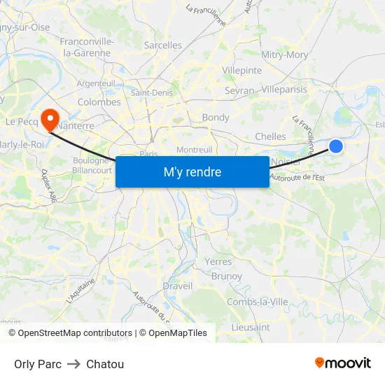 Orly Parc to Chatou map