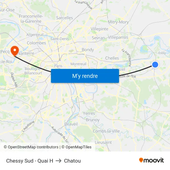 Chessy Sud - Quai H to Chatou map