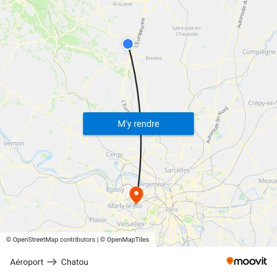 Aéroport to Chatou map