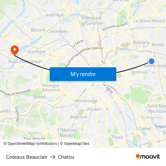 Coteaux Beauclair to Chatou map