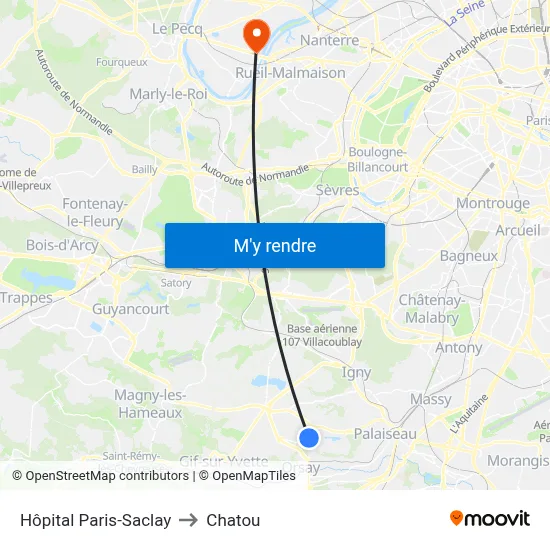 Hôpital Paris-Saclay to Chatou map