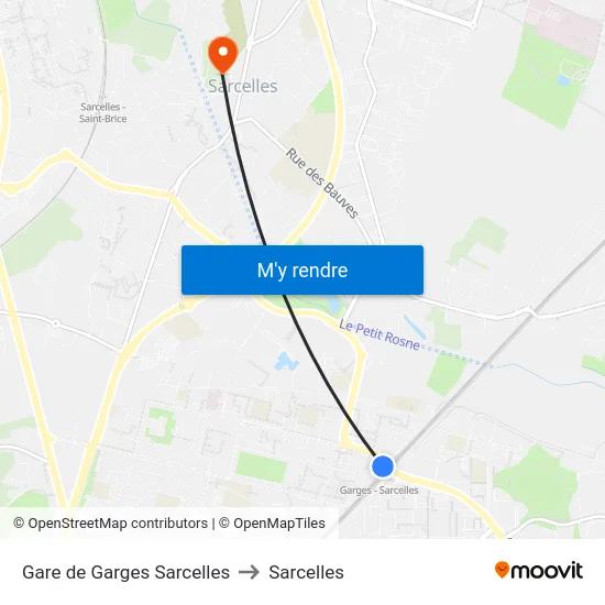 Gare de Garges Sarcelles to Sarcelles map