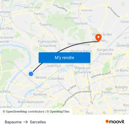 Bapaume to Sarcelles map