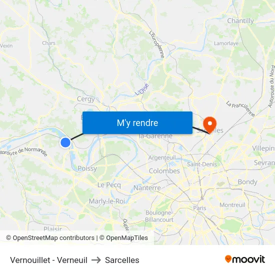Vernouillet - Verneuil to Sarcelles map