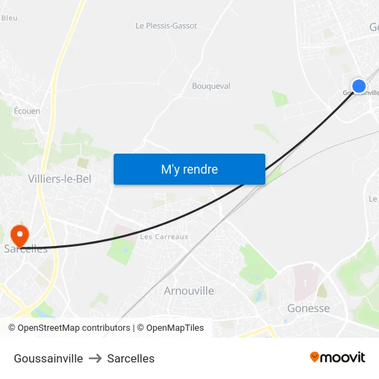 Goussainville to Sarcelles map