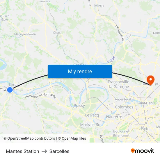 Mantes Station to Sarcelles map