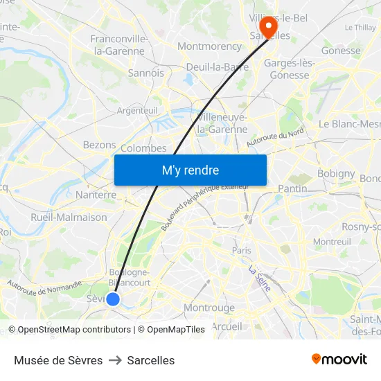 Musée de Sèvres to Sarcelles map