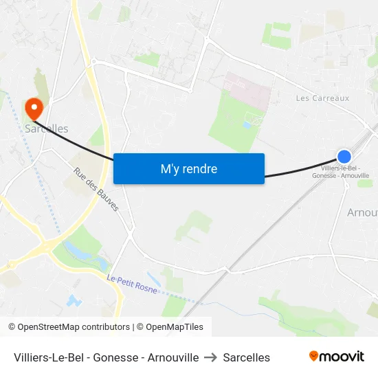 Villiers-Le-Bel - Gonesse - Arnouville to Sarcelles map