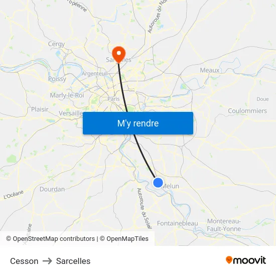 Cesson to Sarcelles map