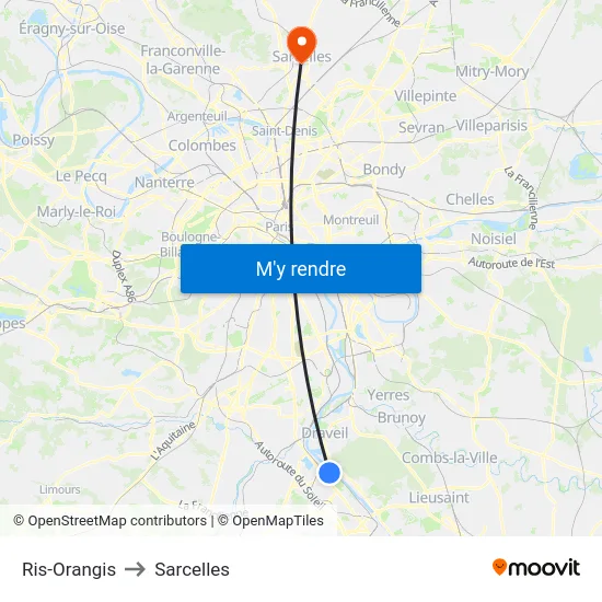 Ris-Orangis to Sarcelles map