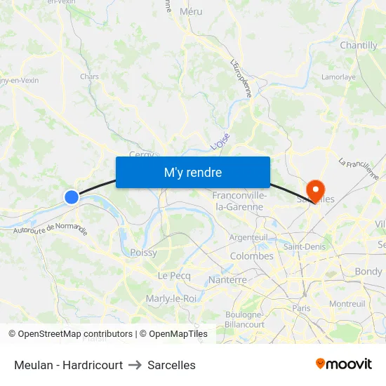 Meulan - Hardricourt to Sarcelles map