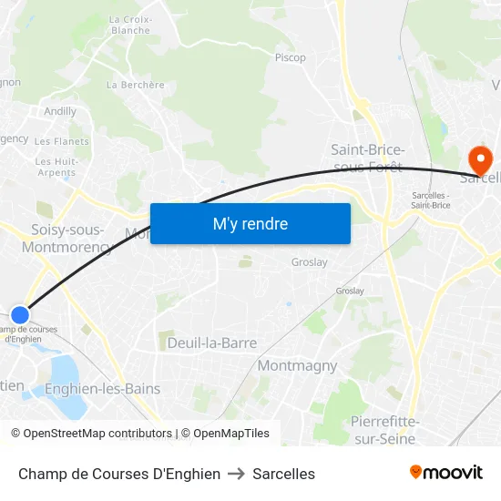 Champ de Courses D'Enghien to Sarcelles map