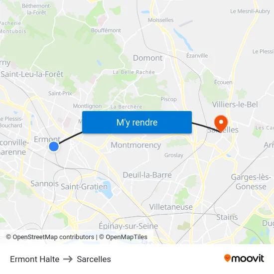 Ermont Halte to Sarcelles map