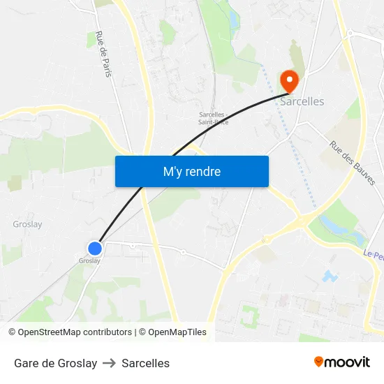 Gare de Groslay to Sarcelles map