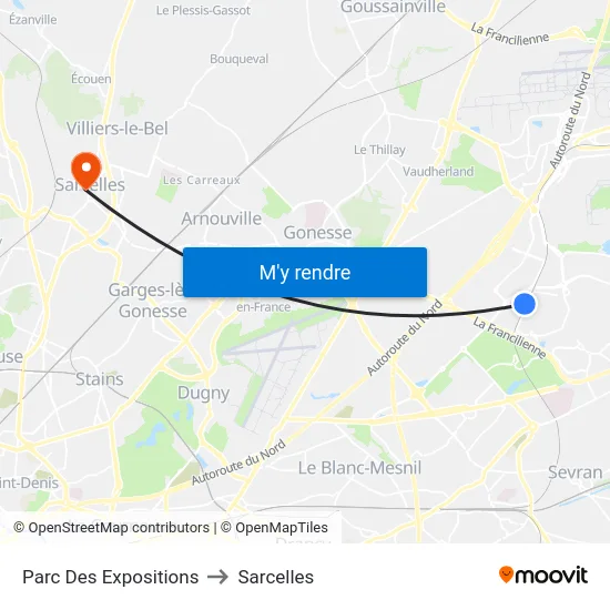 Parc Des Expositions to Sarcelles map