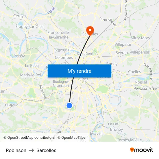 Robinson to Sarcelles map