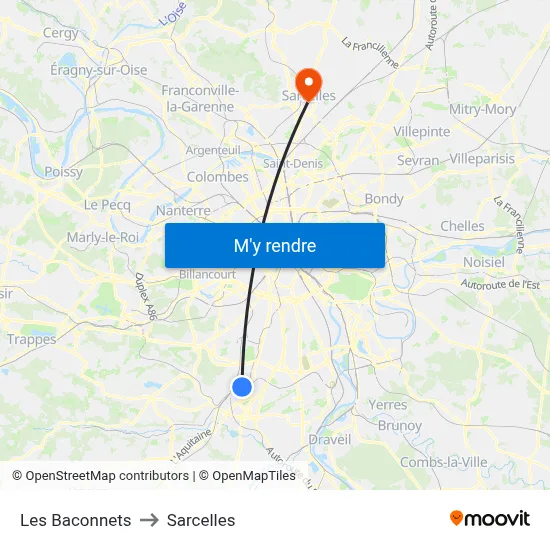 Les Baconnets to Sarcelles map