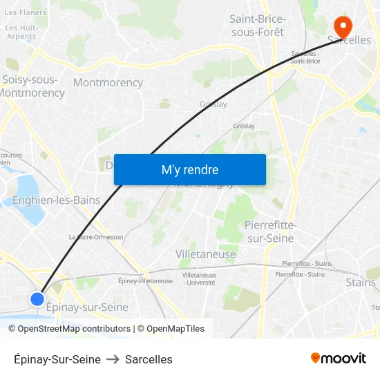 Épinay-Sur-Seine to Sarcelles map