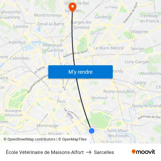 École Vétérinaire de Maisons-Alfort to Sarcelles map