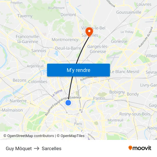 Guy Môquet to Sarcelles map