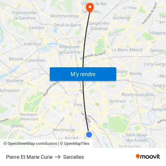 Pierre Et Marie Curie to Sarcelles map