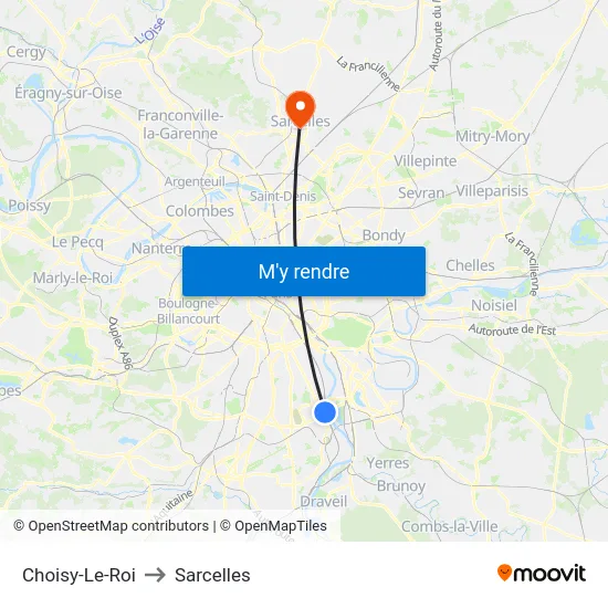 Choisy-Le-Roi to Sarcelles map