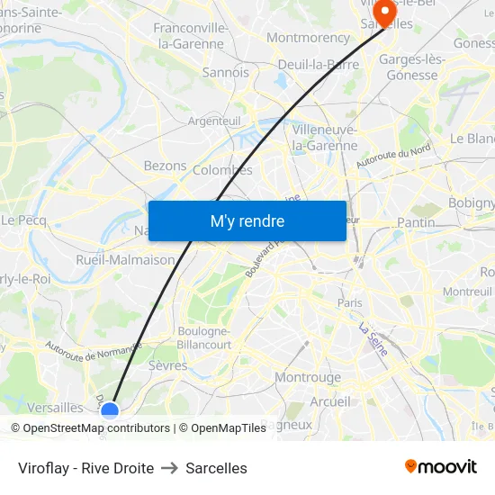 Viroflay - Rive Droite to Sarcelles map