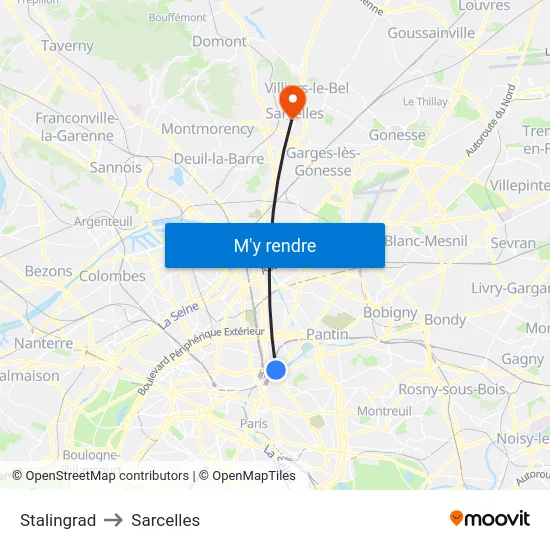 Stalingrad to Sarcelles map