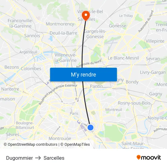Dugommier to Sarcelles map